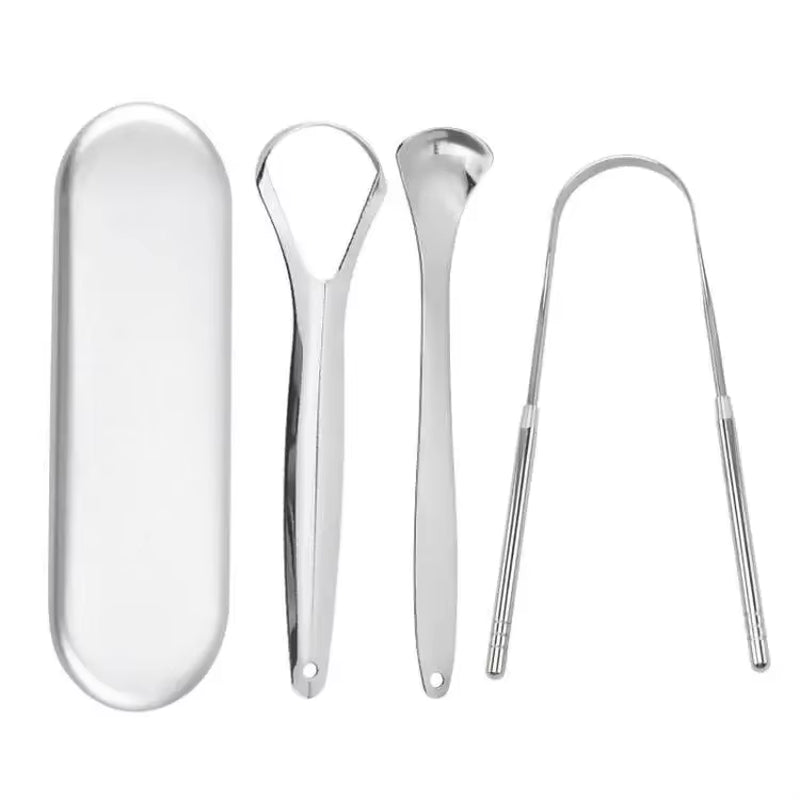 Premium 1Pcs/3Pcs Metal Tongue Scraper Cleaner for Adults & Kids Portable Stainless Steel Tongue Scrapers Brushes for Removing