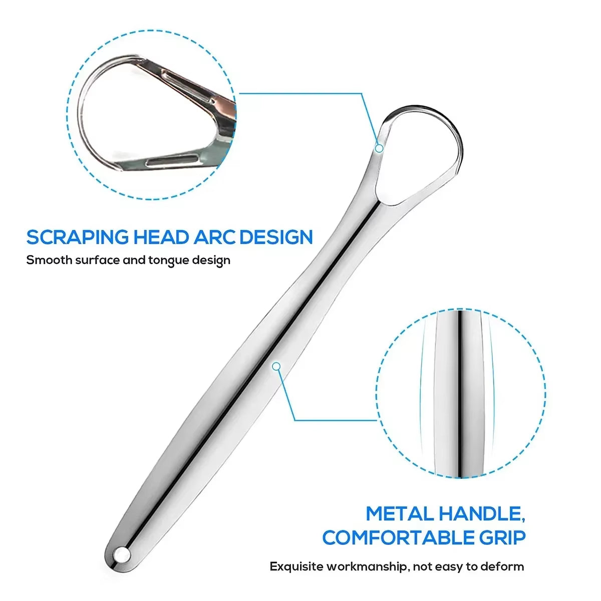Premium 1Pcs/3Pcs Metal Tongue Scraper Cleaner for Adults & Kids Portable Stainless Steel Tongue Scrapers Brushes for Removing