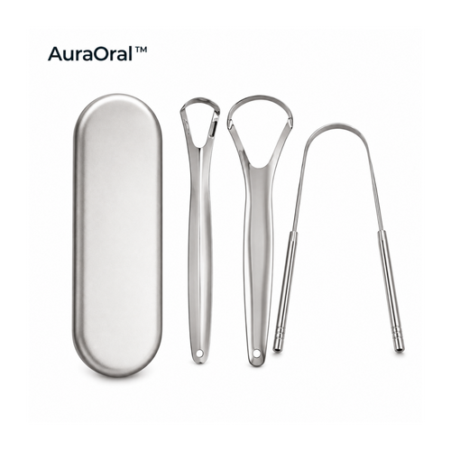 מנקה לשון מפלדת אל-חלד פרימיום AuraOral™