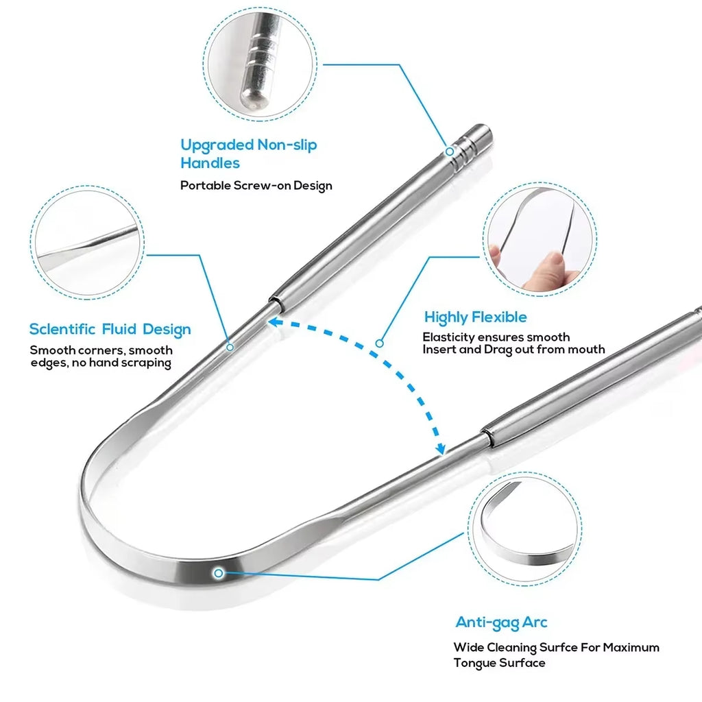 Premium 1Pcs/3Pcs Metal Tongue Scraper Cleaner for Adults & Kids Portable Stainless Steel Tongue Scrapers Brushes for Removing